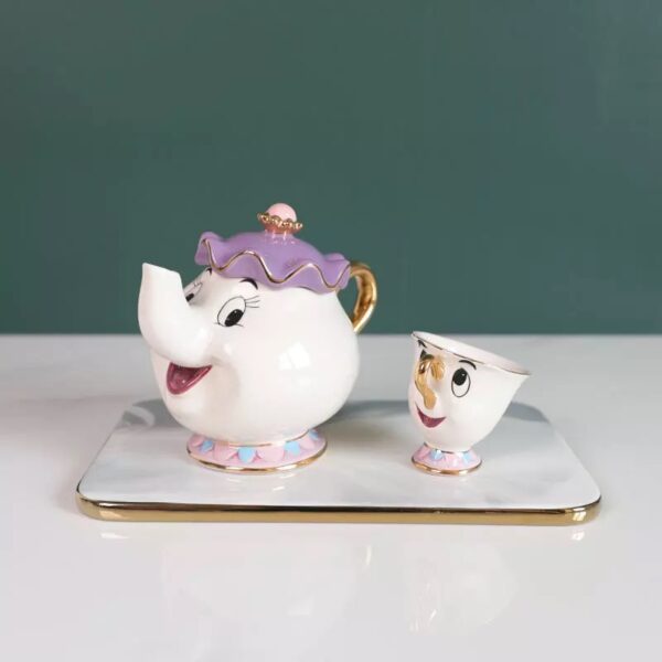 Beauty and the Beast Ceramic Teapot and Teacup Housewifery