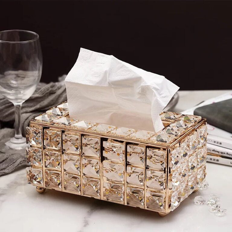 Gold Tissue Holder with Crystal – Housewifery