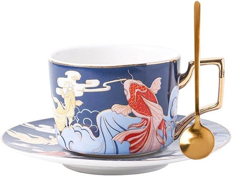 Creative Fish Art Coffee Cup and Saucer Set – Housewifery