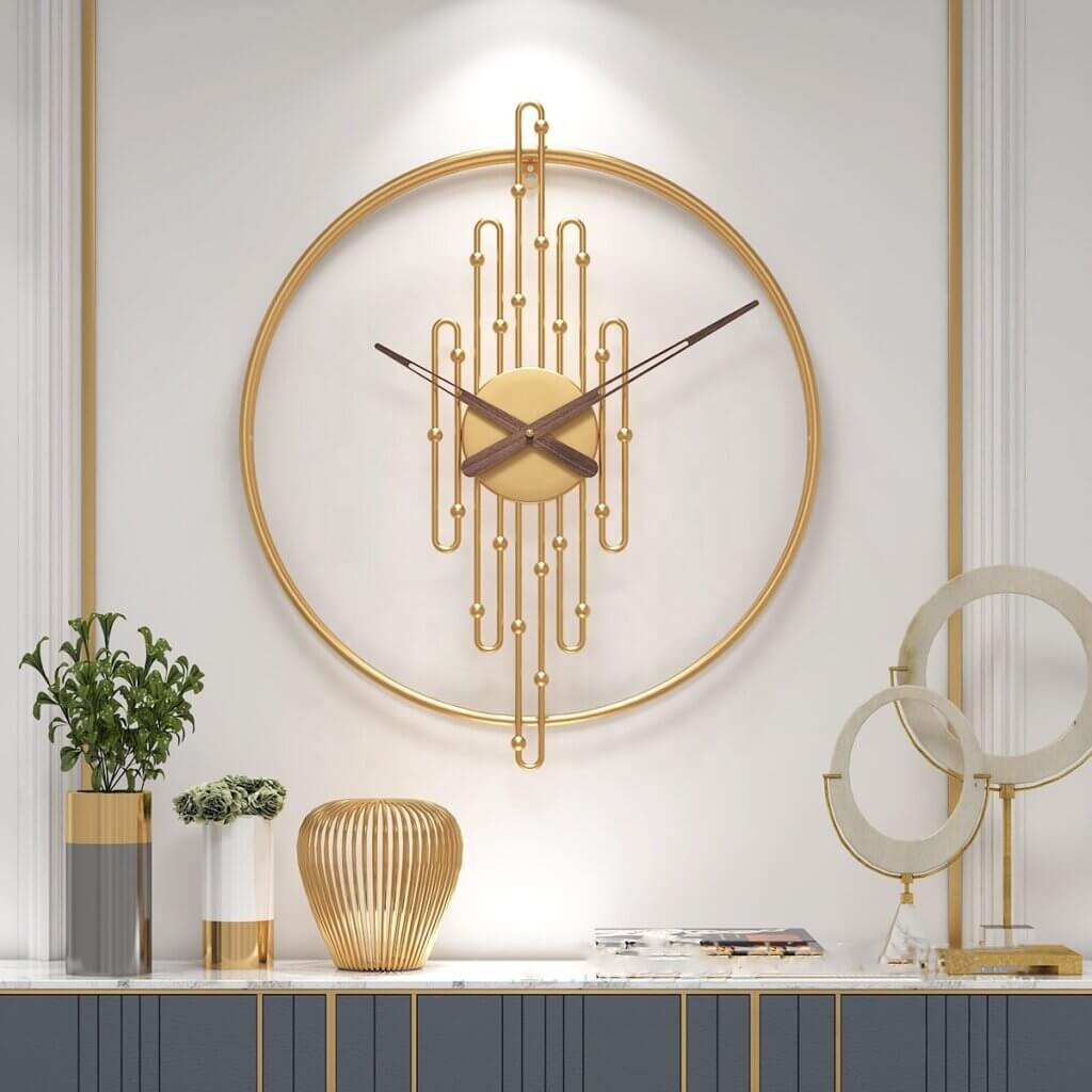 Retro Style Gold metal Wall Clock – 50 Cm – Housewifery