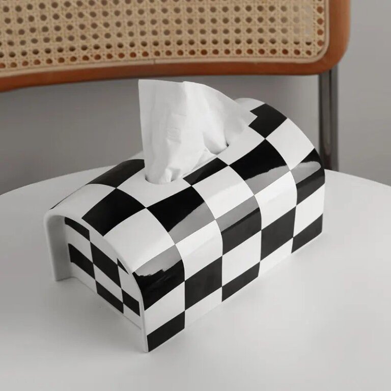 Geometry Black and White Ceramic Tissue Holder – Housewifery